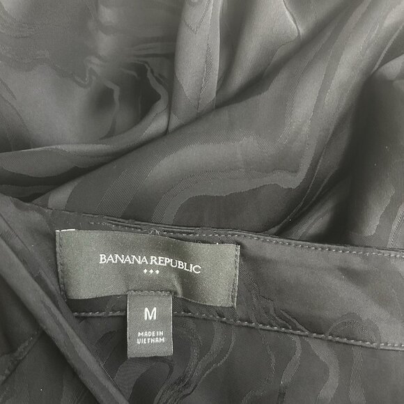 Banana Republic Jacquard A-line Maxi Slip Dress Black Sleeveless Adjustable Sz M - Picture 10 of 12